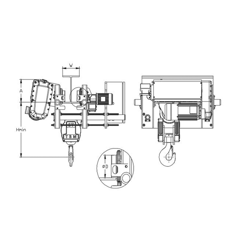 SHA8 alacsony belmagasságú elektromos drótkötél-emelő